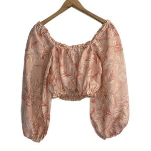 Show Me Your Mumu puff long sleeve pastel pink crop top with elastic waist